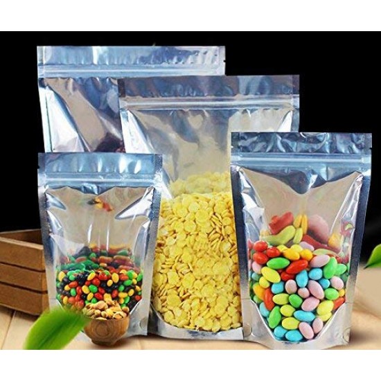 Transparent front/silver back Food graded Standup pouch with zipper (pack of 1kg) 